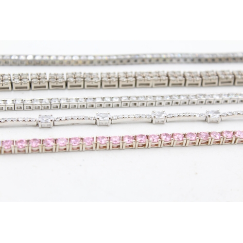 1170 - Five .925 silver tennis bracelets - approx. gross weight 71 grams