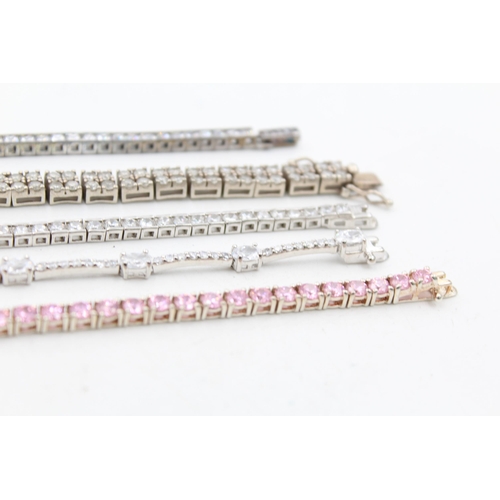 1170 - Five .925 silver tennis bracelets - approx. gross weight 71 grams