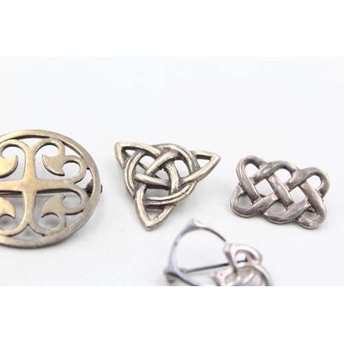 1179 - Five .925 silver Celtic design brooches - approx. gross weight 39 grams