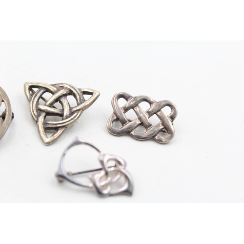 1179 - Five .925 silver Celtic design brooches - approx. gross weight 39 grams