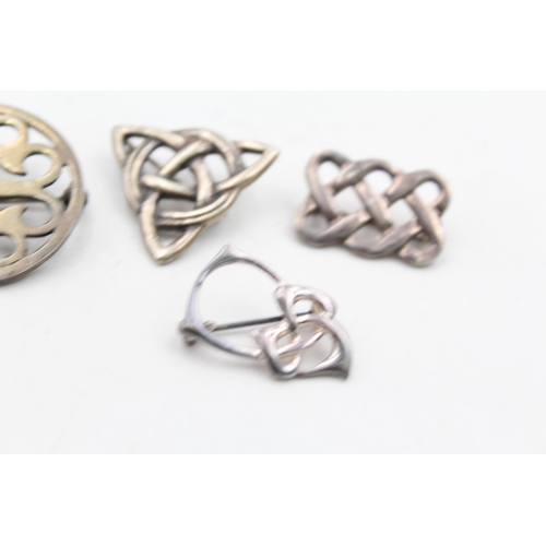 1179 - Five .925 silver Celtic design brooches - approx. gross weight 39 grams