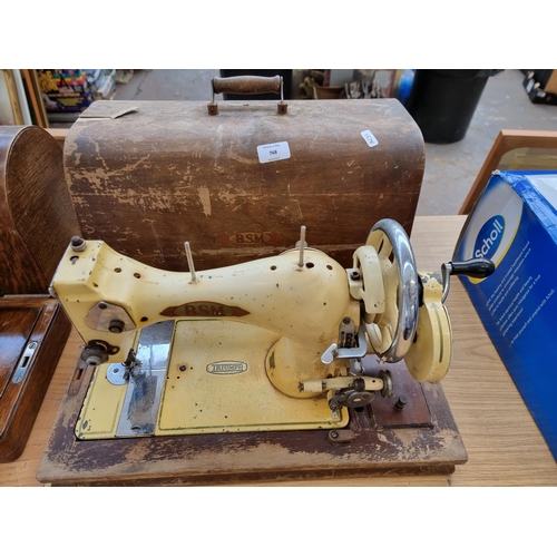 768 - A cased B.S.M.Triumph sewing machine