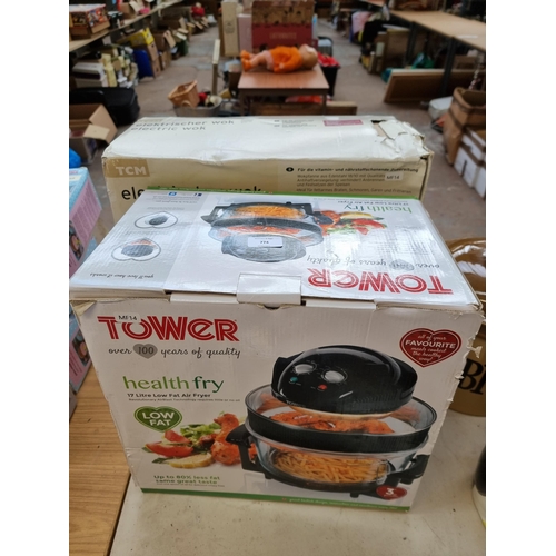 774 - Two boxed items, one Tower Health Fry 17L low fat Airfryer and one TCM electric wok