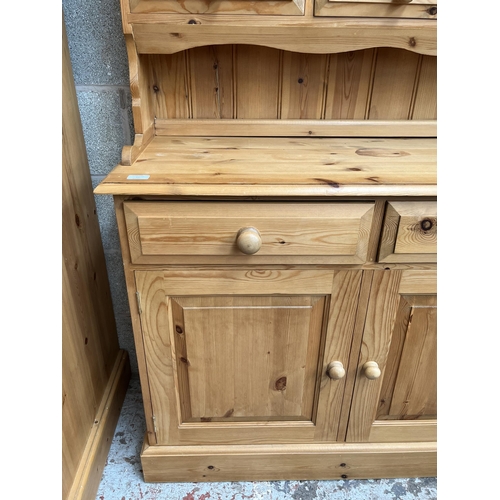 10 - A Victorian style solid pine Welsh dresser - approx. 190cm high x 152cm wide x 41cm deep