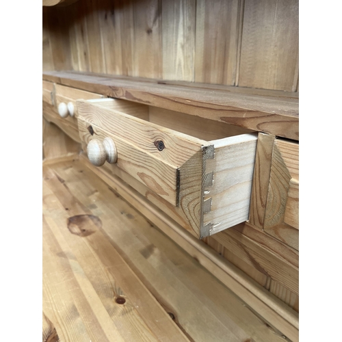 10 - A Victorian style solid pine Welsh dresser - approx. 190cm high x 152cm wide x 41cm deep