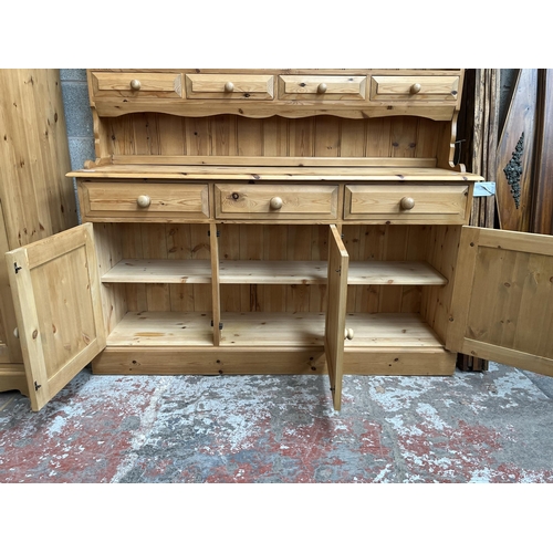 10 - A Victorian style solid pine Welsh dresser - approx. 190cm high x 152cm wide x 41cm deep