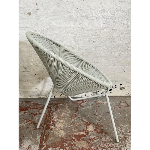 15 - A pair of grey plastic and tubular steel garden chairs