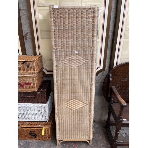 2 - Two wicker three section folding dressing screens