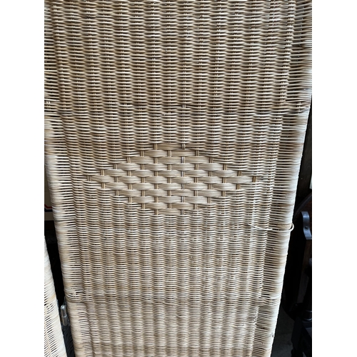 2 - Two wicker three section folding dressing screens