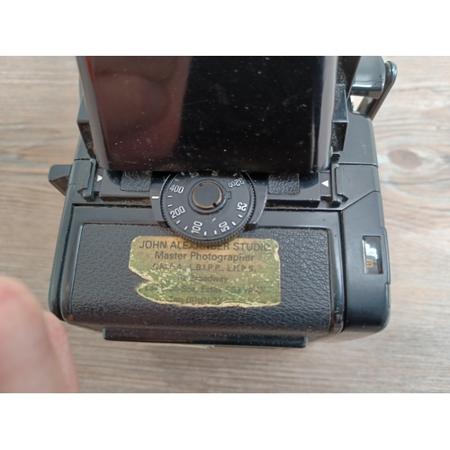 581 - A Zenza Bronica SQ-A 6x6 medium format SLR camera fitted with chimney finder, 120 film back and Zenz... 