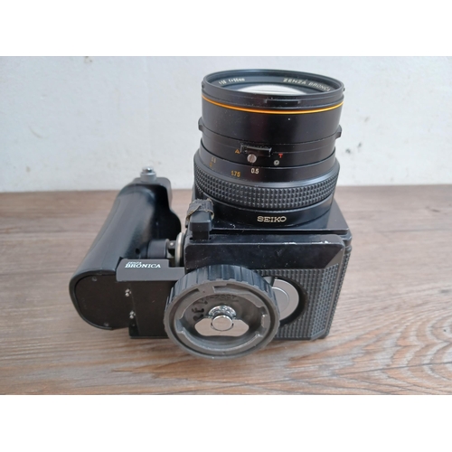 582 - A Zenza Bronica SQ-A 6x6 medium format SLR camera fitted with Speed Grip and Zenzanon-S 1:3.5 f=50mm... 