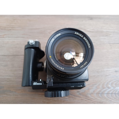 582 - A Zenza Bronica SQ-A 6x6 medium format SLR camera fitted with Speed Grip and Zenzanon-S 1:3.5 f=50mm... 