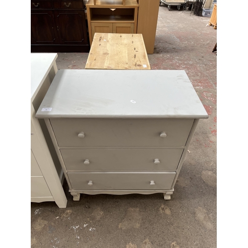 32 - A French style grey painted chest of three drawers