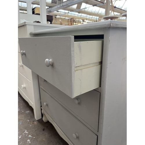 32 - A French style grey painted chest of three drawers