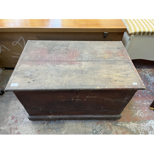 55 - A Victorian stained pine blanket box