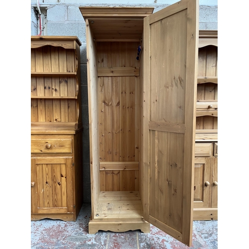 9 - A modern solid pine single door wardrobe - approx. 192cm high x 59cm wide x 60cm deep