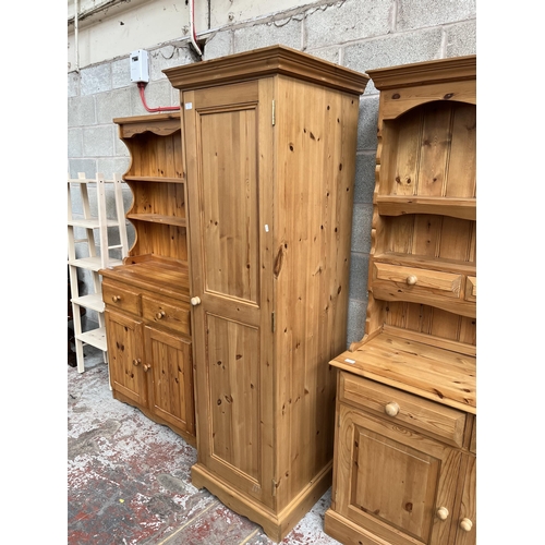 9 - A modern solid pine single door wardrobe - approx. 192cm high x 59cm wide x 60cm deep