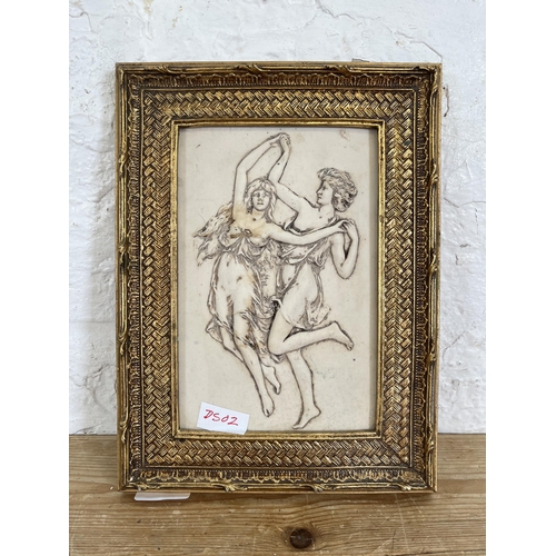 222 - A 19th century style gilt framed plaster wall plaque - approx. 30cm high x 23cm wide