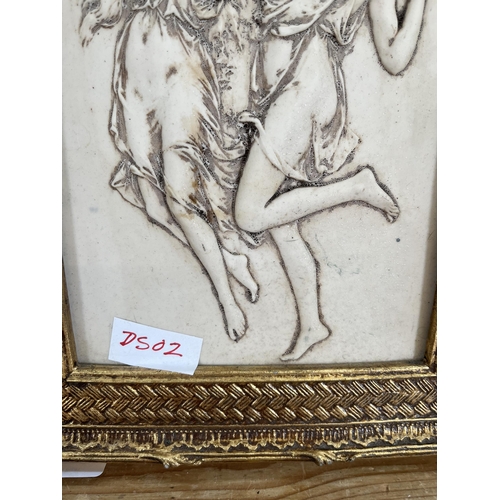 222 - A 19th century style gilt framed plaster wall plaque - approx. 30cm high x 23cm wide