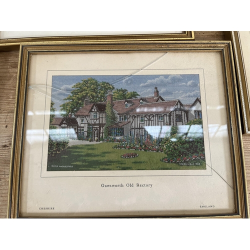 224 - Nineteen framed Macclesfield silk pictures