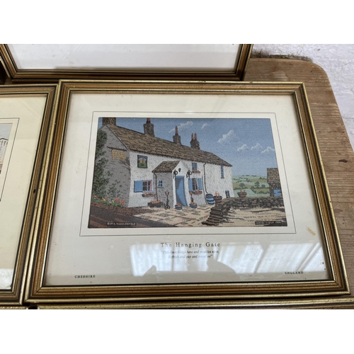 224 - Nineteen framed Macclesfield silk pictures