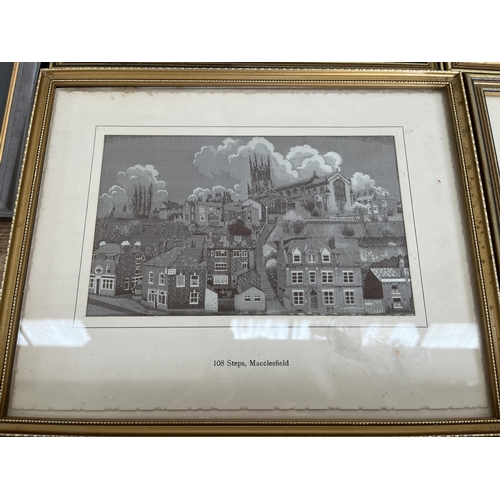 224 - Nineteen framed Macclesfield silk pictures