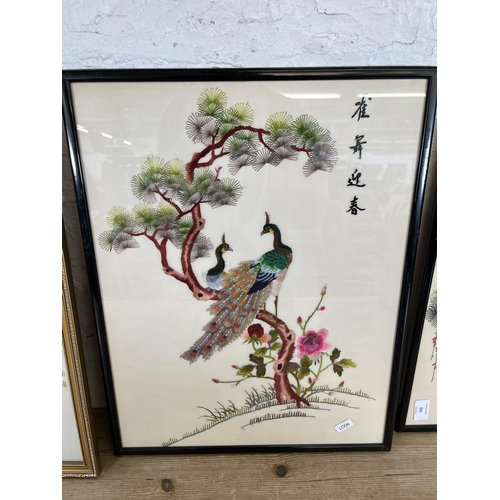 231 - Three framed Chinese silk embroidered pictures