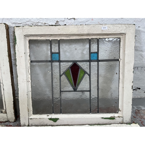 140A - Five 1930s stained glass windows - approx. 48cm high x 52cm wide