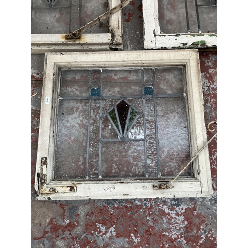 140A - Five 1930s stained glass windows - approx. 48cm high x 52cm wide