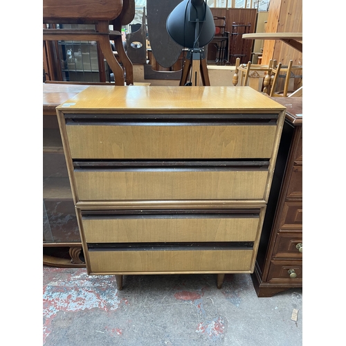 62 - A Meredew walnut chest of four drawers