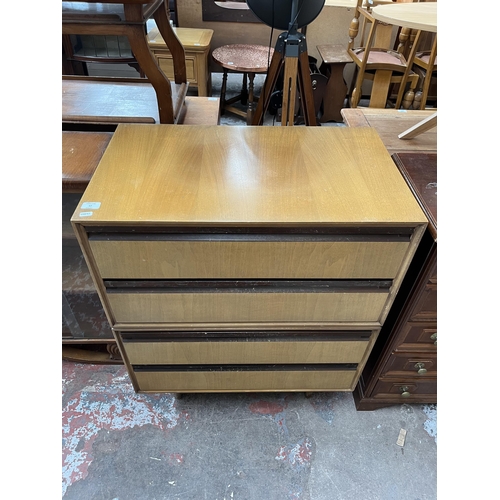 62 - A Meredew walnut chest of four drawers