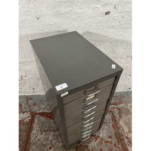 90 - A grey metal ten drawer filing cabinet