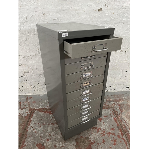 90 - A grey metal ten drawer filing cabinet