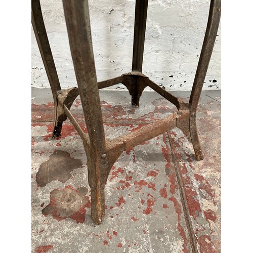 112A - A 1950s Tan Sad style metal and fibreboard industrial machinist's chair - approx. 88cm high