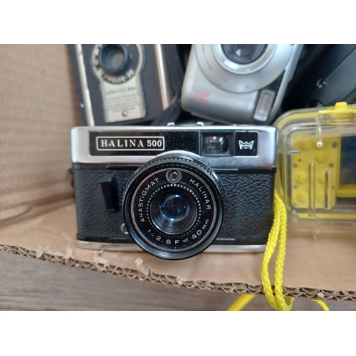 610 - A collection of cameras and accessories to include Lubitel 2 TLR, waterproof cased Crosstour 4K wi-f... 