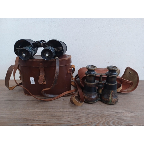 614 - Two pairs of binoculars, one 1943 Canadian made WWII British Army issue REL CGB 53 GA 6 x 30 and one... 