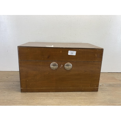 528 - A vintage rectangular mahogany storage box - approx. 25cm high x 43cm wide x 25cm deep