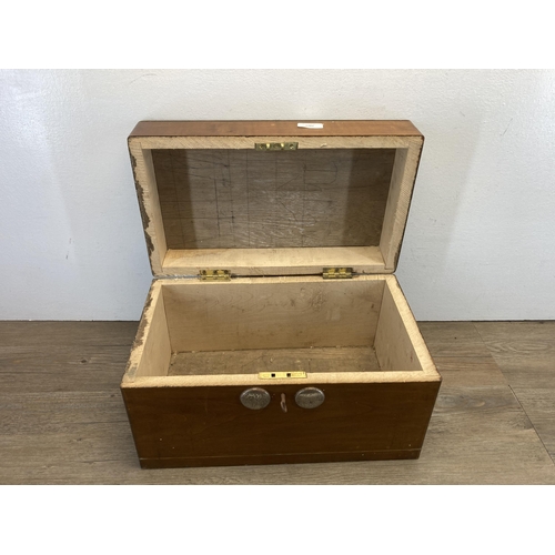 528 - A vintage rectangular mahogany storage box - approx. 25cm high x 43cm wide x 25cm deep