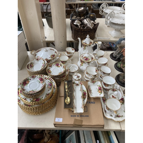 306 - A large collection of Royal Albert Old Country Roses bone china to include coffee pot, tea pot, lidd... 