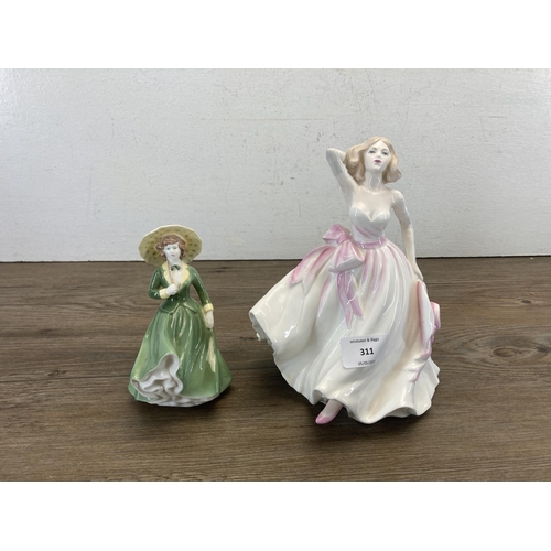 311 - Nine Coalport lady figurines to include Age of Elegance Special Celebration, Ladies of Fashion Tende... 