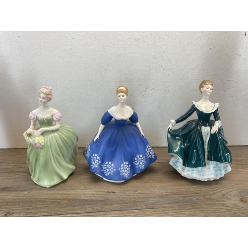 321 - Nine ceramic figurines and character jugs to include Royal Doulton Reflections Demure HN 3045, Royal... 