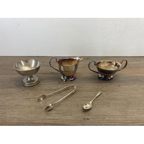 330 - A collection of silver plated ware to include four piece tea/coffee set, Ianthe bud vase etc.