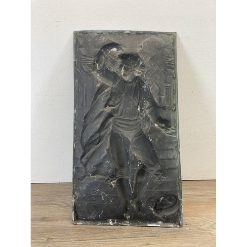 332 - A 19th century style copper wall plaque - approx. 50cm high x 27cm wide