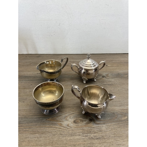 336 - A collection of metalware to include Viners of Sheffield silver plated four piece tea/coffee set, Vi... 