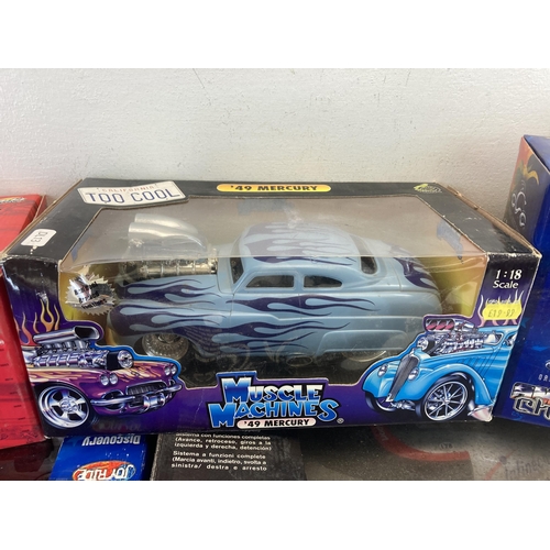 362 - Six boxed model vehicles to include Muscle Machines '49 Mercury, Joyride Discovery Channel Orange Co... 