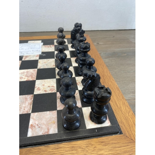 383 - A 1970s Mexican onyx chess set