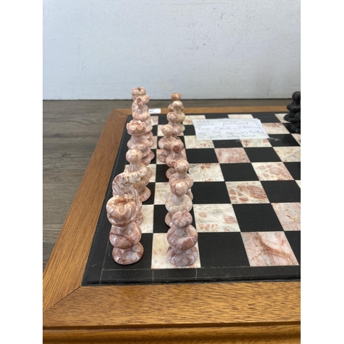 383 - A 1970s Mexican onyx chess set