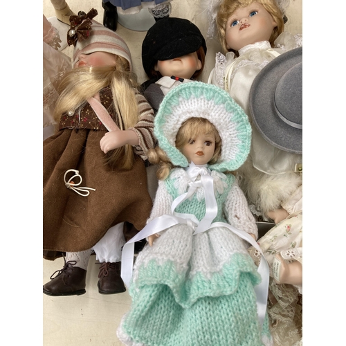 389 - A collection of mostly porcelain dolls to include Regency Fine Arts Hayley, Dolls of Distinction Oli... 