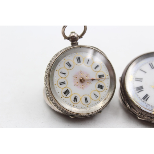 1234 - Two .935 silver hand-wind fob watches - approx. gross weight 81 grams