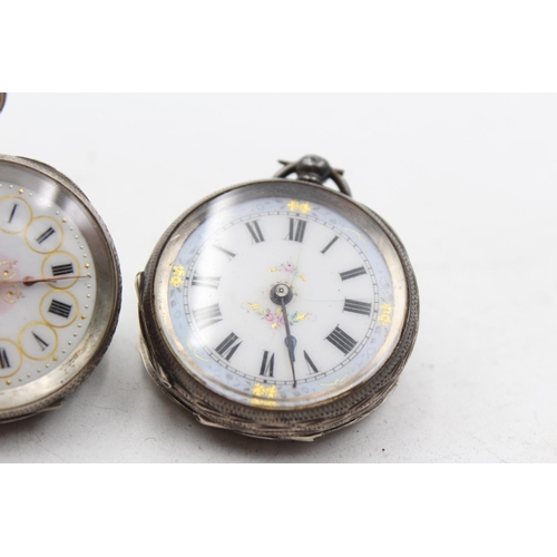 1234 - Two .935 silver hand-wind fob watches - approx. gross weight 81 grams